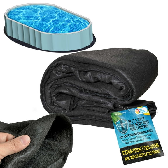 U.S. Pool Supply Ground Shield 16' x 32' Oval Heavy Duty Pool Liner Pad for Above Ground Swimming Pools - Protects Pool Liner, Prevents Punctures, Weed Barrier, Eco-Friendly Extends Liner Life