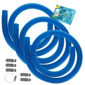 U.S. Pool Supply Above Ground Pool Hose Replacement 1.25" Diameter x 59" Long, 3 Pack - Blue Premium Pool Filter Pump Hoses Compatible with Intex 607, 637 Pumps, 330, 530, 1000GPH - 6 Metal Clamps