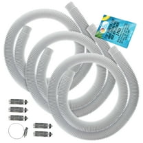 U.S. Pool Supply Above Ground Pool Hose Replacement 1.25" Diameter x 59" Long, 3 Pack - White Premium Pool Filter Pump Hoses Compatible with Intex 607, 637 Pumps, 330, 530, 1000 GPH, 6 Metal Clamps