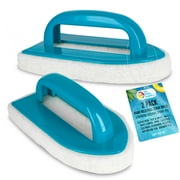 U.S. Pool Supply Hand-Held Pool Scrub Brush, 2 Pack - Surface Scrubbing Scouring Sponge Pad - Clean Pool Tile & Grout, Walls, Vinyl Liners, Spas - Cleaning Scrubber Stains, Kitchen Bathroom Tub