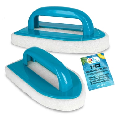 Tile Grout Cleaner Hand-Held Pool Scrub Brush With Scouring Sponge - Multi-Surface Cleaner For Pool Tiles, Walls & Vinyl Liners Pool Tile Brush