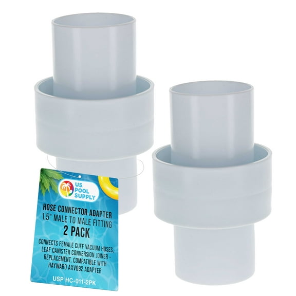 U.S. Pool Supply Hose Connector Adapter, 1.5" Male to Male Fitting, 2 Pack - Connects Female Cuff Vacuum Hoses, Leaf Canister Conversion Joiner - Replacement, Compatible with Hayward AXV092 Adapter