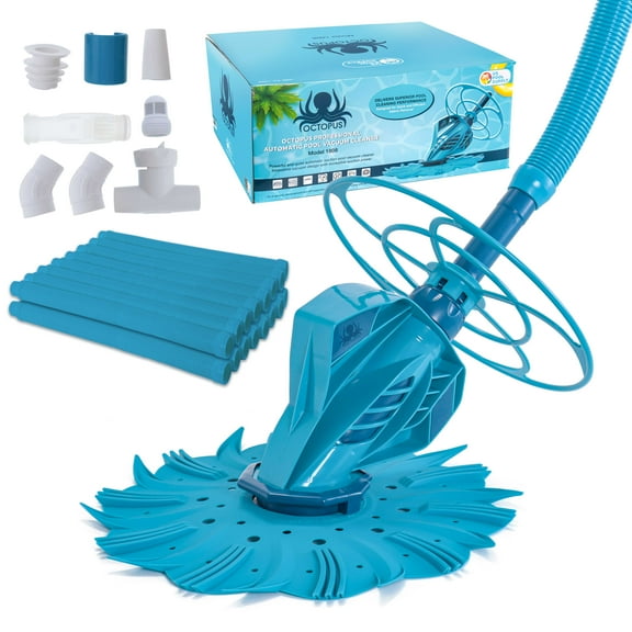 U.S. Pool Supply Octopus Professional Automatic Pool Vacuum Cleaner & Hose Set - Powerful Suction that Removes Swimming Pool Debris, Cleans Floors, Walls, Steps - Quiet Cleaning Side Climbing Sweeper