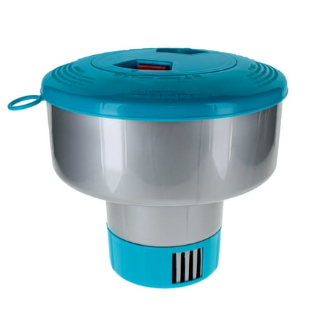 U.S. Pool Supply Pool Chlorine Floater Dispenser with Lid Lock - Large 7" Floating Chlorinator, Holds 3 Tablets - Inground & Above Ground Swimming Pools - Adjustable Flow, Balanced Chemical Delivery