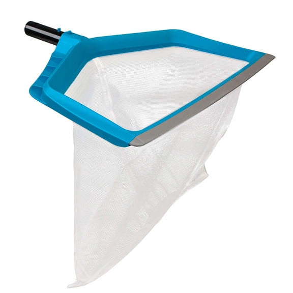 U.S. Pool Supply Pool Skimmer Net - Leaf Rake Fine Mesh Pool Skimmer Net, Rubber Scoop Edge, 13" Deep Leaf Bag, Aluminum Pole Handle - Skim Surface Leaves, Clean Spa Tub Pond Inground Above Ground