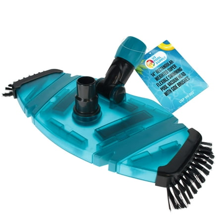 U.S. Pool Supply Professional 14" Rectangular Weighted Super Flexible Swimming Pool Vacuum Head with Side Brushes, Swivel Connection - Above-Ground & Inground Swimming Pools, Secure Lock Pole Handle