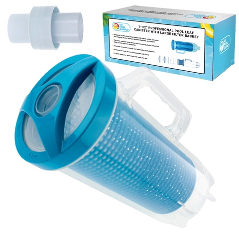 U.S. Pool Supply Professional in-line Pool Leaf Canister with Large Plastic Mesh Basket & Mesh Bag - Fits 1-1/2 Swimming Pool Cleaner Vacuum Hose Sections - Skims Leaves, Prevents Filter Clogging