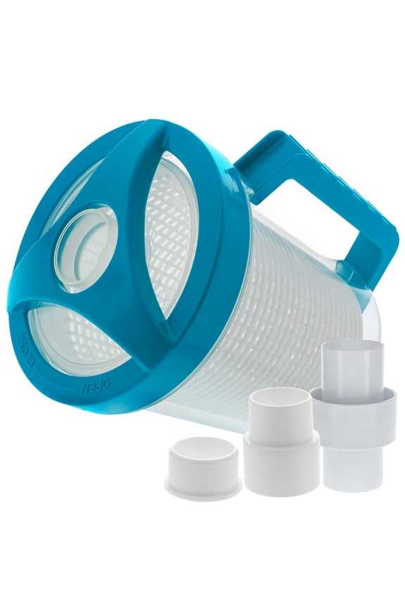 Professional in-line Pool Leaf Canister with Plastic Mesh Basket - Skims Leaves, Debris - Fits Suction & Automatic Pool Cleaners