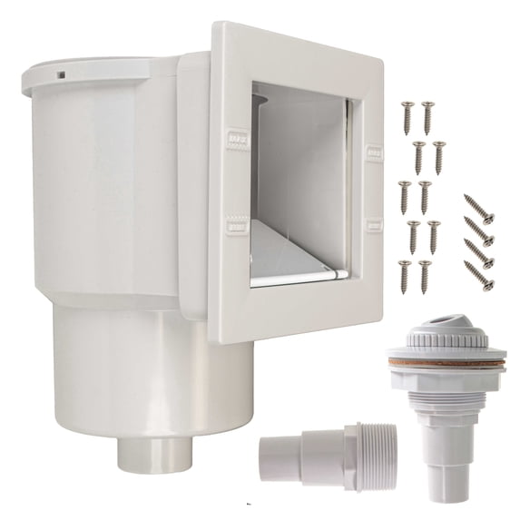 U.S. Pool Supply Standard Thru-Wall Above Ground Pool Skimmer Kit - ABS Construction, Complete Universal Set, Return Fitting, Vacuum Plate, Leaf Basket - Replacement Compatible with SP1091LX Skimmer