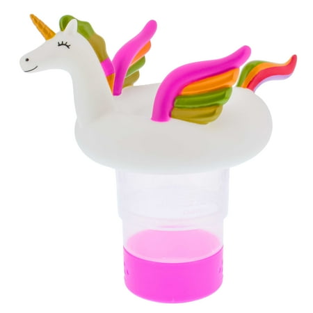 U.S. Pool Supply Unicorn Floating Pool Chlorine Dispenser, Collapsible Base, Holds 3" Tablets - Fun Cute 10" Pink Green Yellow, White Pet Animal Float Floater Decoration, Adjustable Balanced Delivery