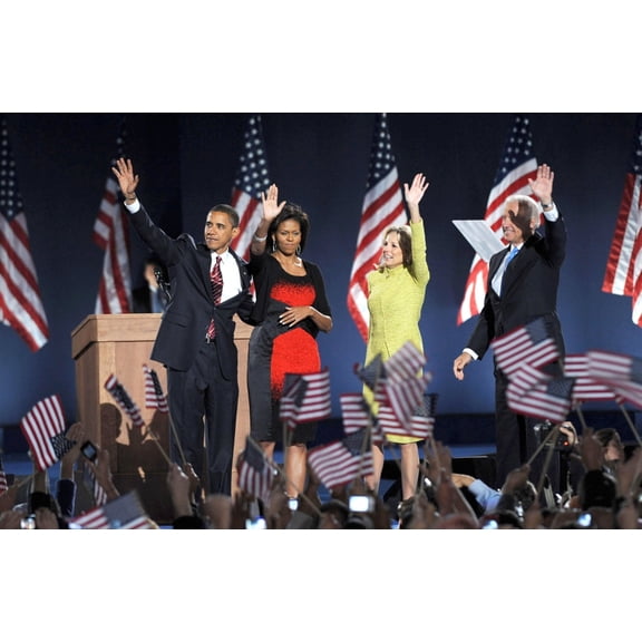 U.S. President Elect Senator Barack Obama Wife Michelle Obama Jill Biden Joe Biden At A Public Appearance For Barack