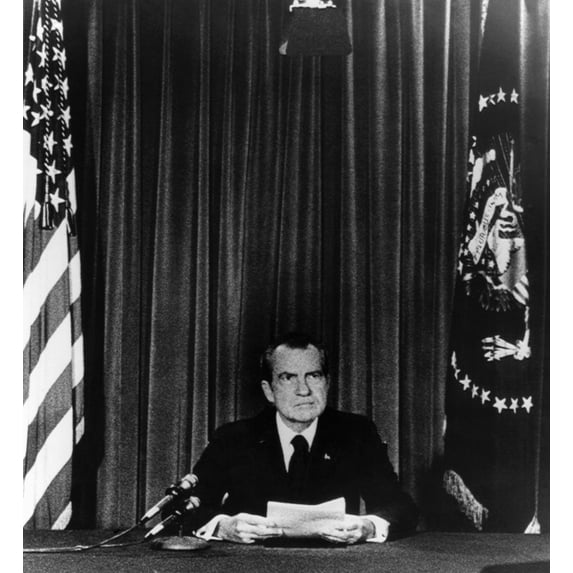 U.S. President Richard Nixon Going On National Television From The White House To Announce His Resignation History (