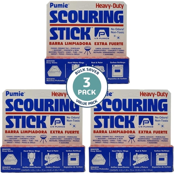 U.S. Pumice Heavy Duty Scouring Stick, 3 Pack,