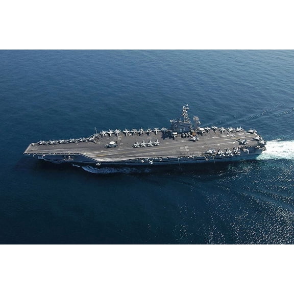 U.S.S. Dwight D. Eisenhower (CVN 69) in Arabian Sea - Style B - 24x36 Inch Laminated Poster - Stunning Detail and Bold Colors