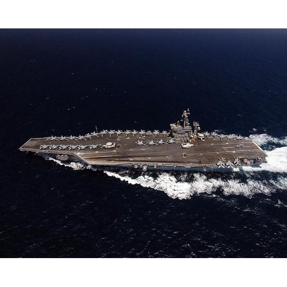 U.S.S. Dwight D. Eisenhower in Mediterranean Sea - 24x36 Inch Glossy Laminated Poster - Stunning Detail and Bold Colors