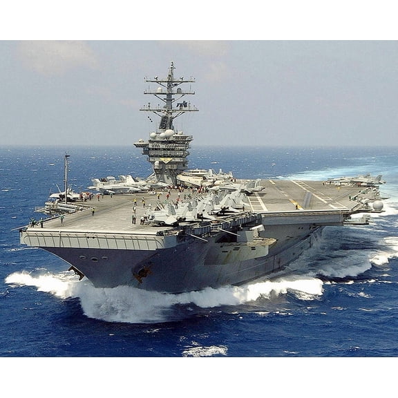 U.S.S. Dwight D. Eisenhower with Air Wing Seven - 24x36 Inch Laminated Poster - Stunning Detail and Bold Colors