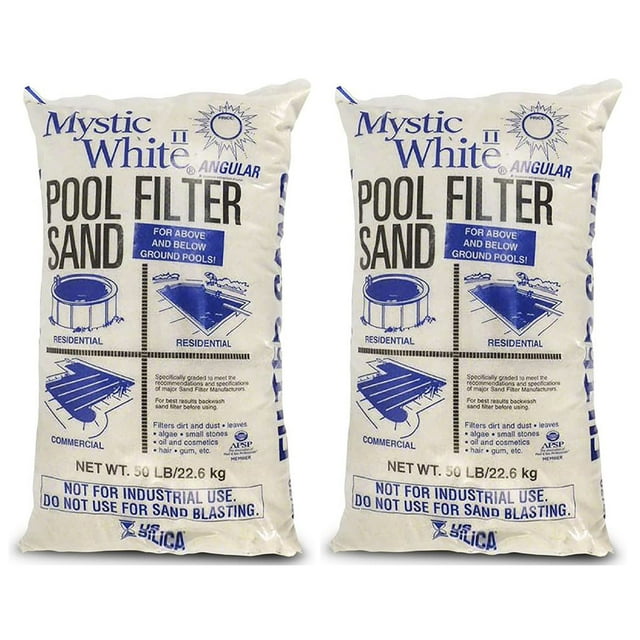U.S. Silica 50lbs Mystic White II Swimming Pool Filter Sand, White (2