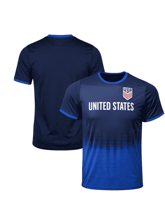 USA Soccer Game Day Shirt, 100% Polyester, Navy/Blue, YXS-XL