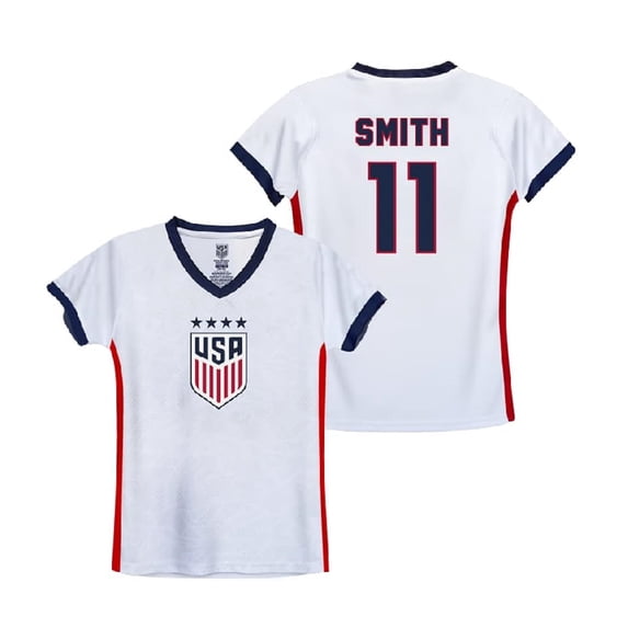 U.S. Soccer USWNT National Team 4 Star Champion Soccer Game Day Youth Poly Shirt, Smith 11 - YXS