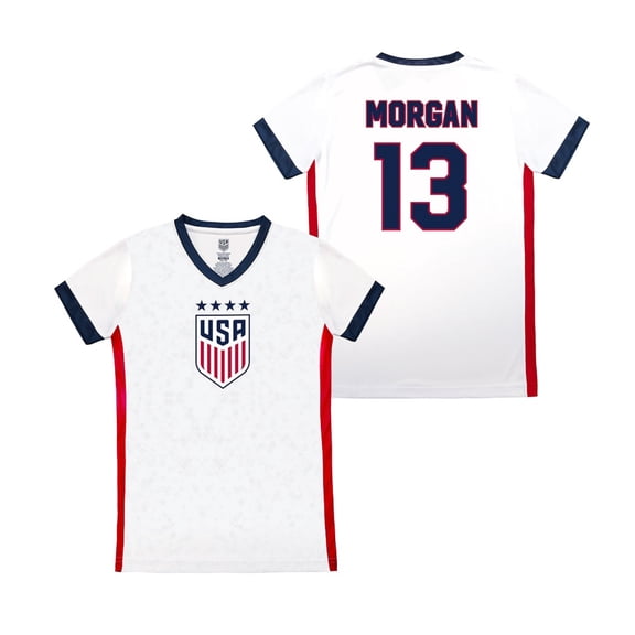 U.S. Soccer USWNT National Team Gameday 4 Star Champion Soccer Youth Poly Shirt - Morgan 13, YXL