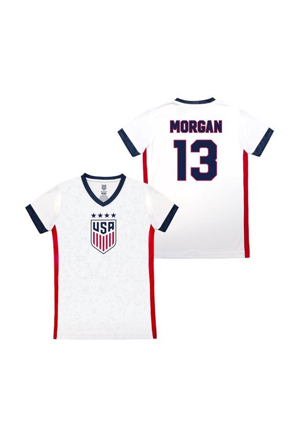 U.S. Soccer USWNT National Team Gameday 4 Star Champion Soccer Youth Poly Shirt - Morgan 13, YXL
