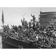 thumbnail image 1 of U.S. Soldiers Wave From A Troop Ship Embarked For France. World War I. 1917. History (24 x 18), 1 of 2