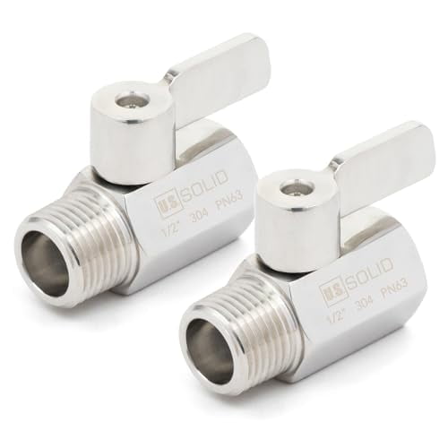 U.S. Solid 1/2" 304 Stainless Steel Mini Ball Valve with Stainless Handle Female Male NPT Thread 2PCS