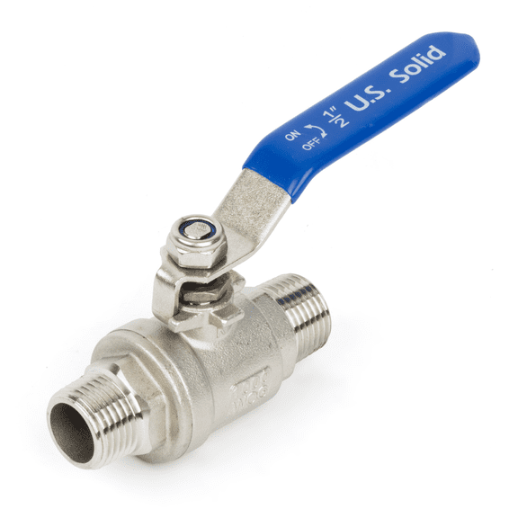 U.S. Solid 1/2" Ball Valve- 304 Stainless Steel Full Port, 1000 WOG, Heavy Duty, Corrosion-Resistant, Male NPT for Water, Oil, Gas,Industrial & Home Use