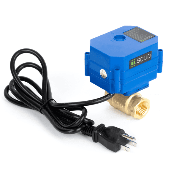 U.S. Solid 1/2" Motorized Ball Valve with US Plug 110VAC Brass Electrical Ball Valve,Auto Return, Normally Closed