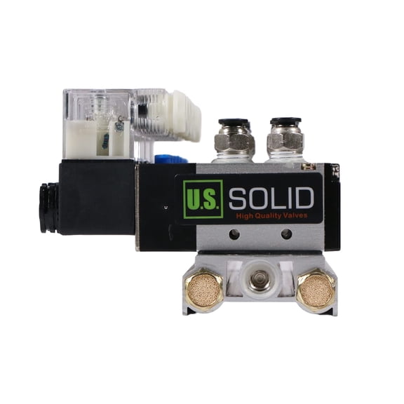 U.S. Solid 1/4" NPT 4V210-08 8 Integrated Electric Pneumatic Solenoid Valve Manifold Base DC 24V 5 Way 2 Position