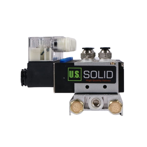 U.S. Solid 1/4in 8 Integrated Electric Pneumatic Solenoid Valve Manifold Base 12VDC 5 Way 2 Position