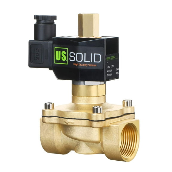 U.S. Solid Electric Solenoid Valve Semi-direct Lift VITON Seal Normally Open DC 12V Brass 1 inch