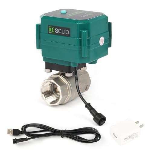 U.S. Solid 1" Smart Motorized Ball Valve - Stainless Steel Remote App Mobile-control Electrical Ball Valve with Manual Switch, Plug Connection