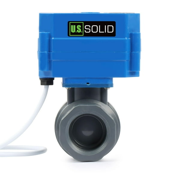 U.S. Solid 1 inch UPVC Motorized Ball Valve - Plastic Electrical Ball Valve with Full Port, 2 Wire Auto Return, 110V AC, Normally Closed