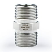U.S. Solid 1pc 304 Stainless Steel Hex Nipple Pipe Fitting 3/4in NPT(M) to 3/4in NPT(M)