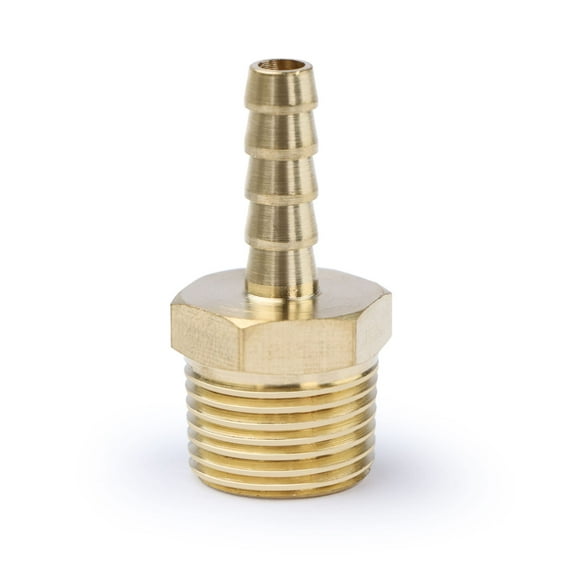 U.S. Solid 1/4 in Barb x 3/8 in MNPT Brass Fitting Hose Adapter