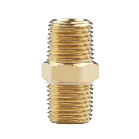 U.S. Solid 1/8 in MNPT x 1/8 in MNPT Brass Pipe Fitting Hex Nipple