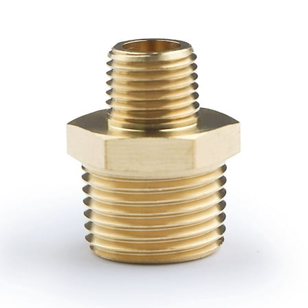 U.S. Solid 1/2 in MNPT x 1/4 in MNPT Brass Pipe Fitting Reducing Hex Nipple
