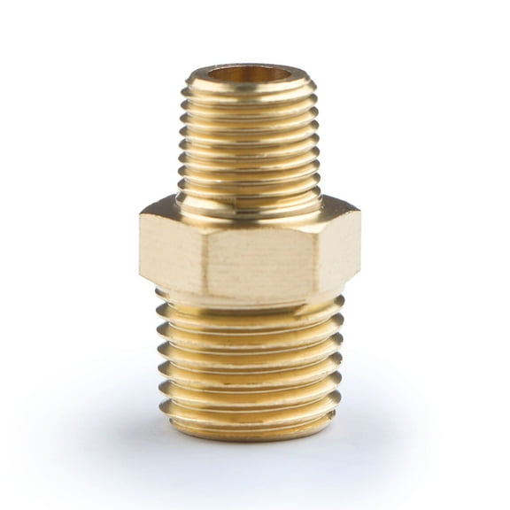 U.S. Solid 1/4 in MNPT x 1/8 in MNPT Brass Pipe Fitting Reducing Hex Nipple