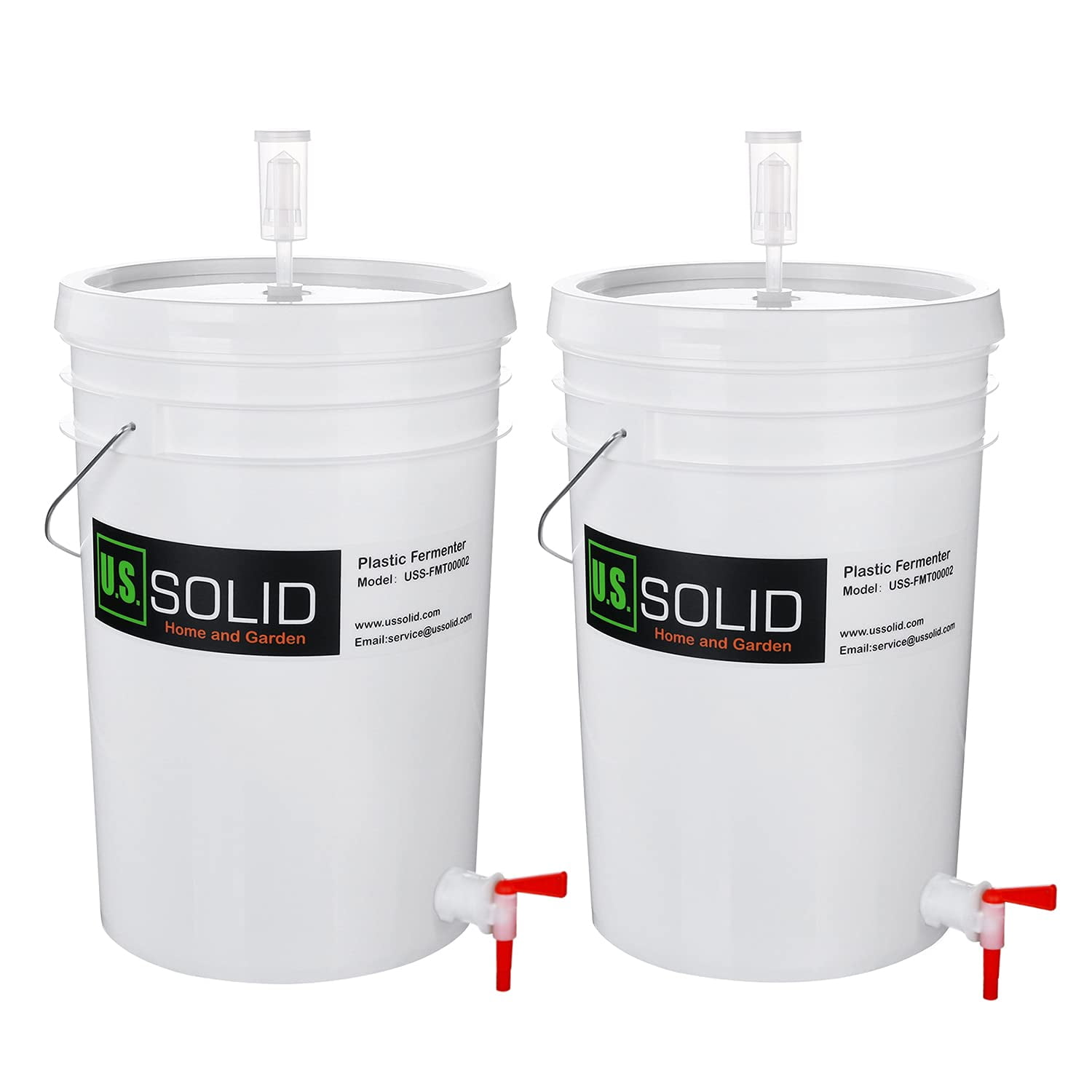 U.S. Solid 2-Pack Plastic Fermenter Fermenting Bucket with Spigot and ...