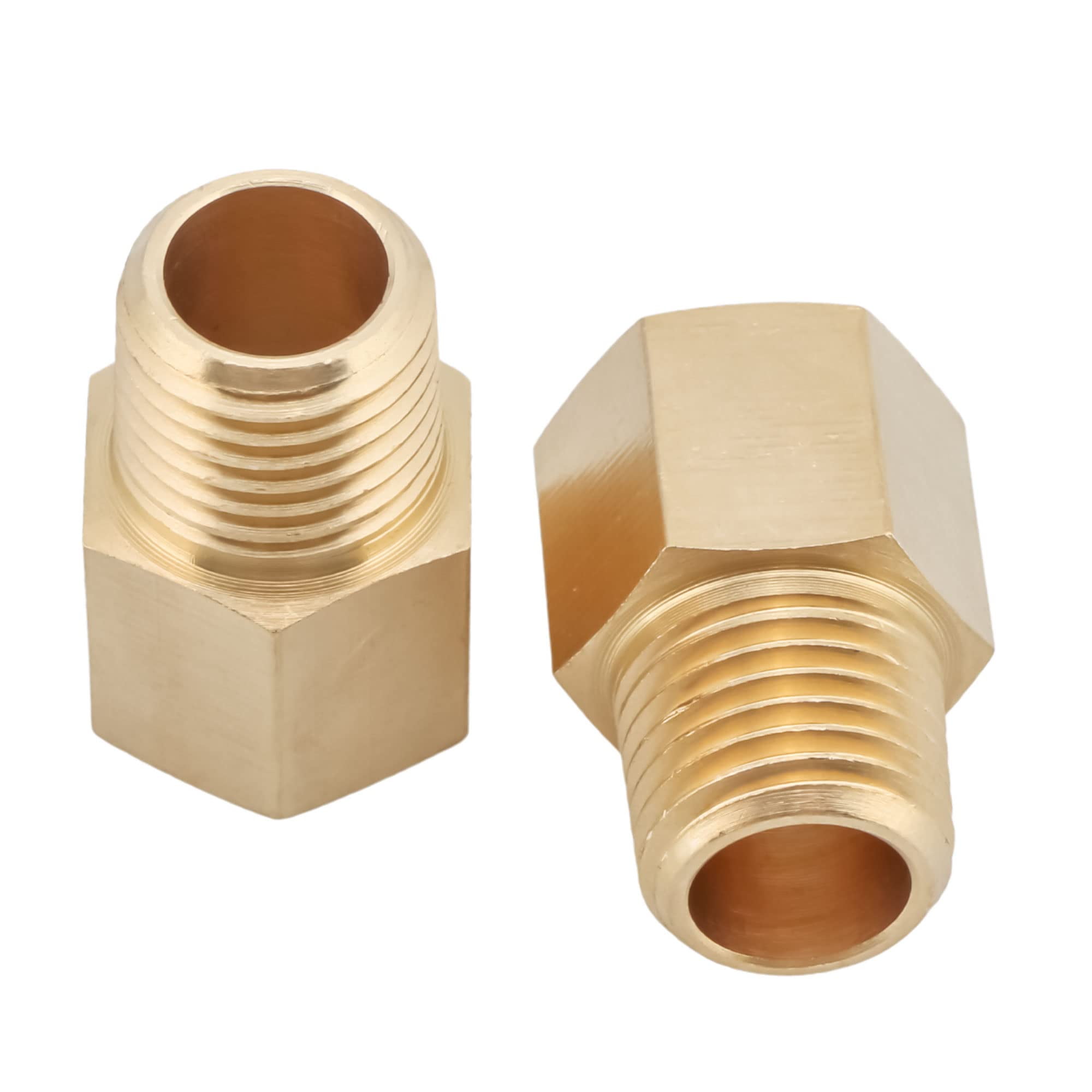 U.S. Solid 2pcs Brass Fittings Pipe Adapters 1/4" NPT Male To 1/4" NPT Female