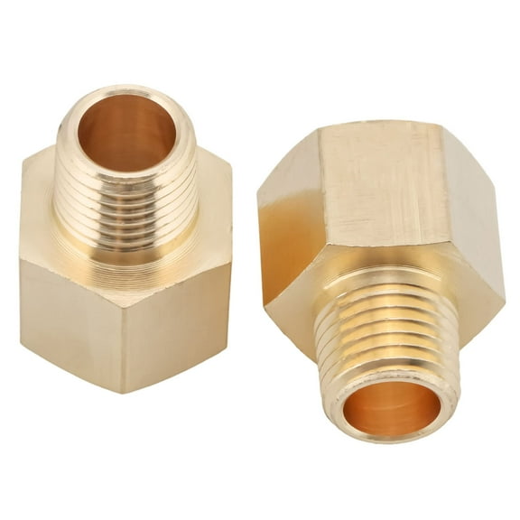U.S. Solid 1/4 in MNPT x 3/8 in FNPT Brass Fitting Pipe Adapter Pack of 2