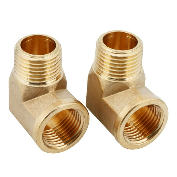 U.S. Solid 1/2 in MNPT x 1/2 in FNPT Brass Pipe Fitting 90 Degree Barstock Street Elbow Pack of 2