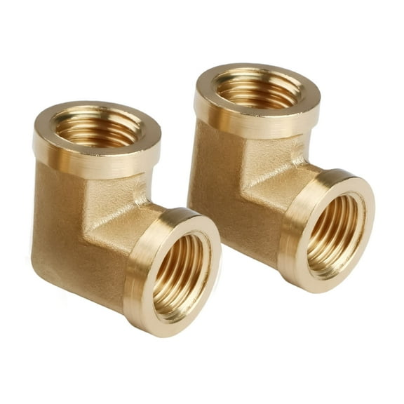 U.S. Solid 1/4 in FNPT x 1/4 in FNPT Brass Pipe Fitting 90 Degree Barstock Street Elbow Pack of 2