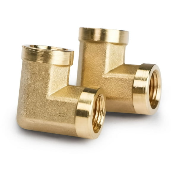 U.S. Solid 1/8 in FNPT x 1/8 in FNPT Brass Pipe Fitting 90 Degree Barstock Street Elbow Pack of 2