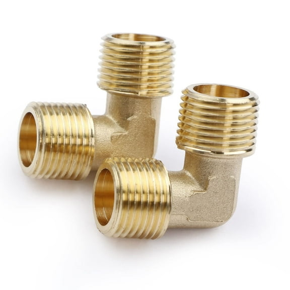 U.S. Solid 3/8 in MNPT x 3/8 in MNPT Brass Pipe Fitting 90 Degree Barstock Street Elbow Pack of 2