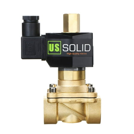 U.S. Solid Electric Solenoid Valve Semi-direct Lift VITON Seal Normally Open DC 12V Brass 3/4 inch