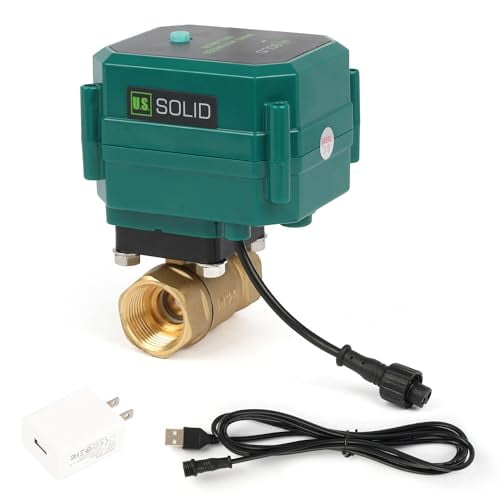 U.S. Solid 3/4" Smart Motorized Ball Valve - Brass Remote App Mobile-control Electrical Ball Valve with Manual Switch, Plug Connection