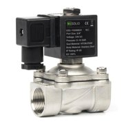 U.S. Solid 3/4" Stainless Steel Solenoid Valve - 24V DC, Normally Closed, 145 PSI Electric Valve for Water, Air, Diesel