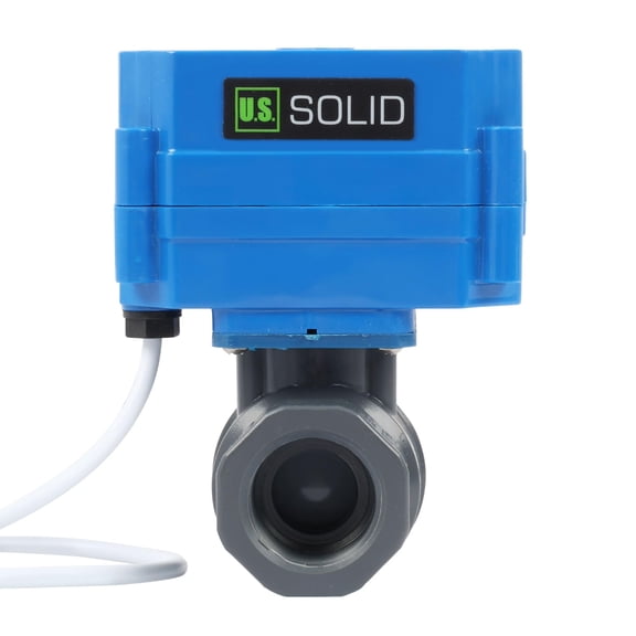 U. S. Solid IP65 Motorized Ball Valve 3/4 in NPT Standard Port UPVC AC/DC 9-36V 2 Wire Auto Return Wiring Normally Closed Blue Casing